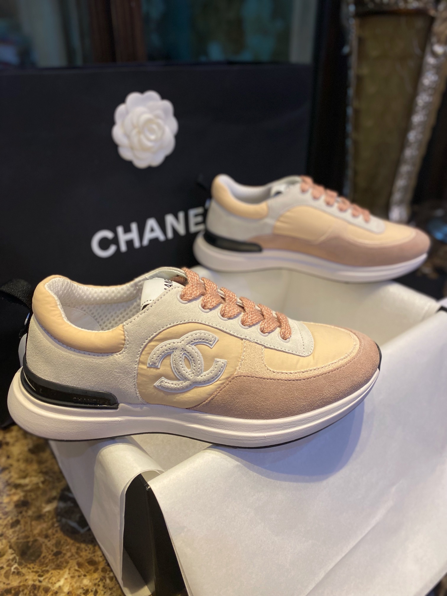 Chanel Suede Sports Shoes in Girly Pink