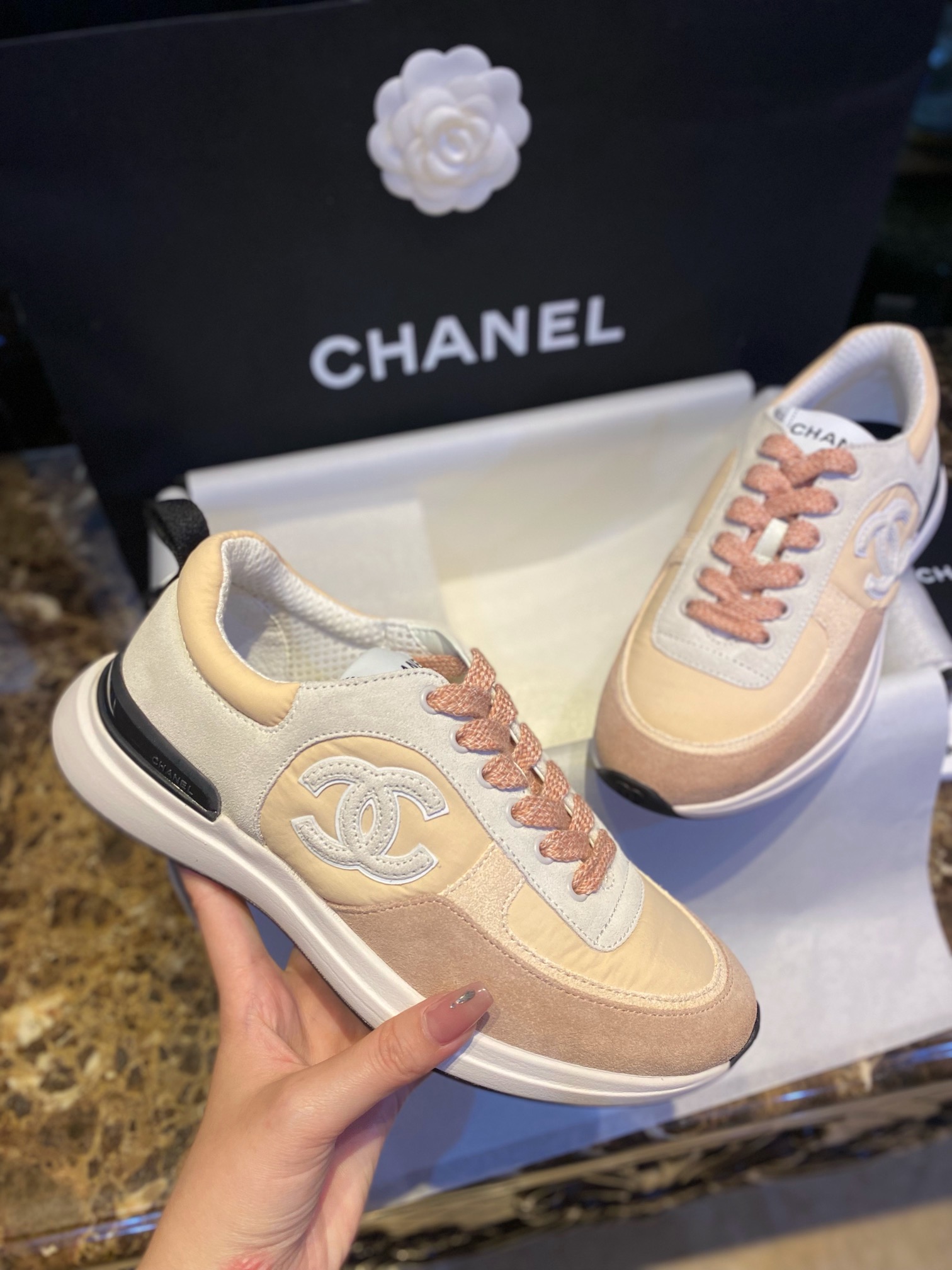 Chanel Suede Sports Shoes in Girly Pink