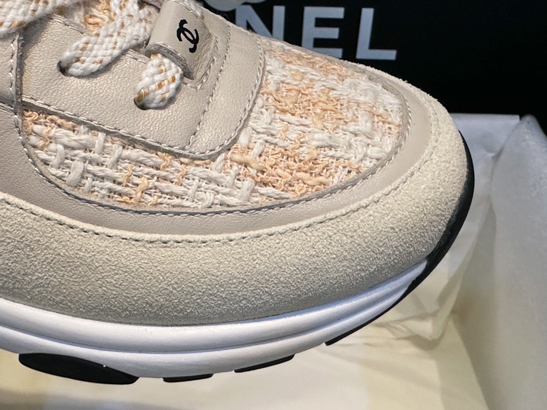 Chanel Tweed Orange Blossom Sports Shoes