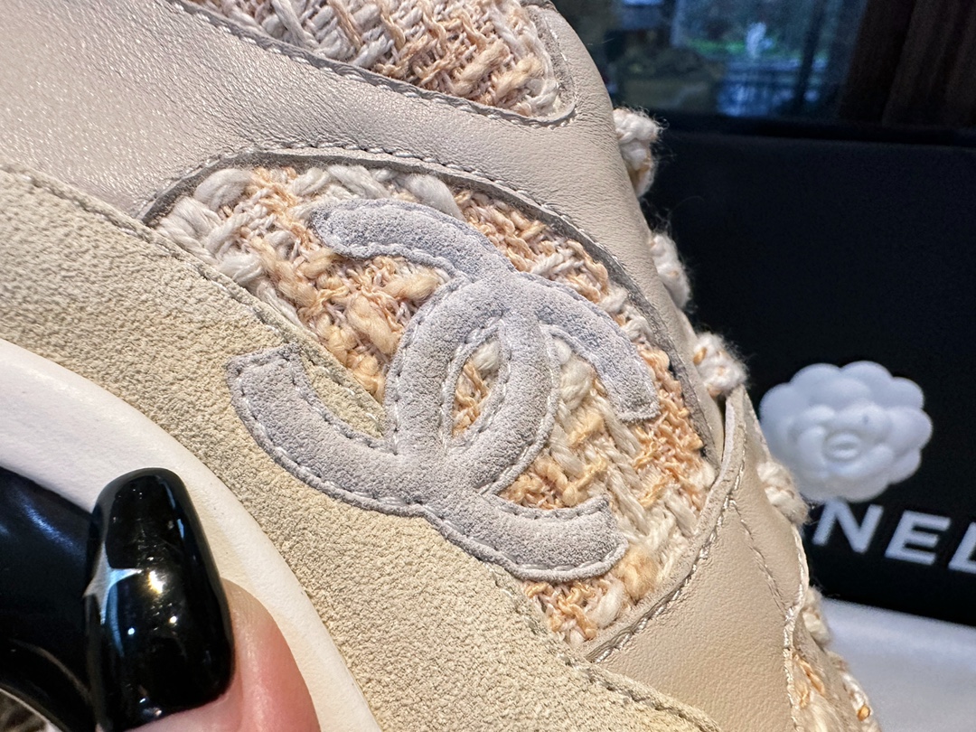 Chanel Tweed Orange Blossom Sports Shoes