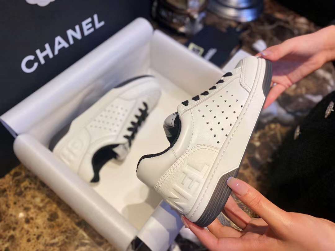 Chanel Black and White Panda Skate Shoes