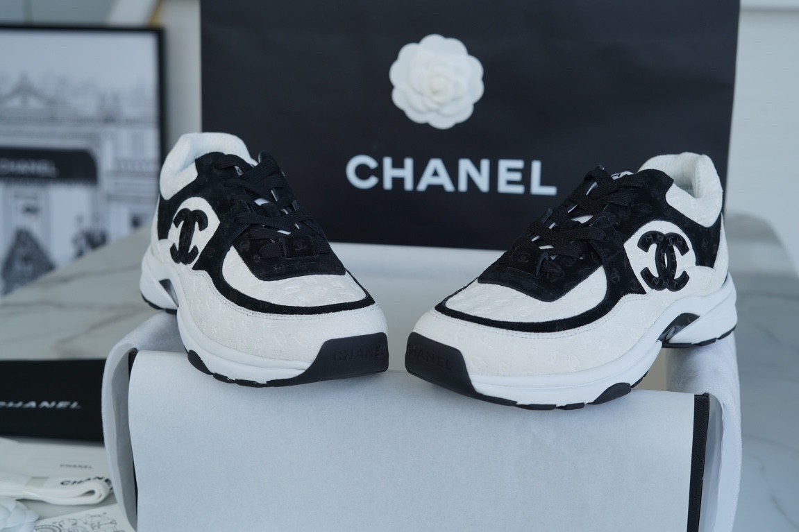 Chanel Embossed Panda Pattern Sneakers