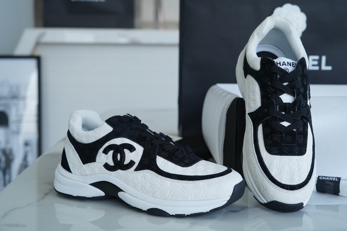 Chanel Embossed Panda Pattern Sneakers