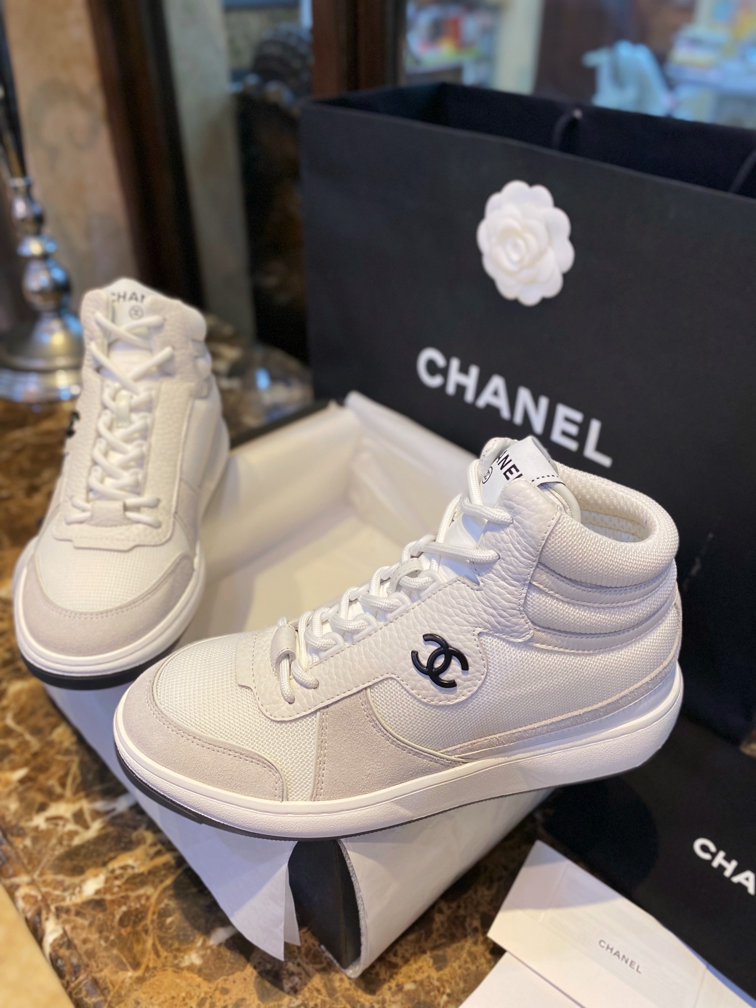 Chanel High-Top White Sneakers