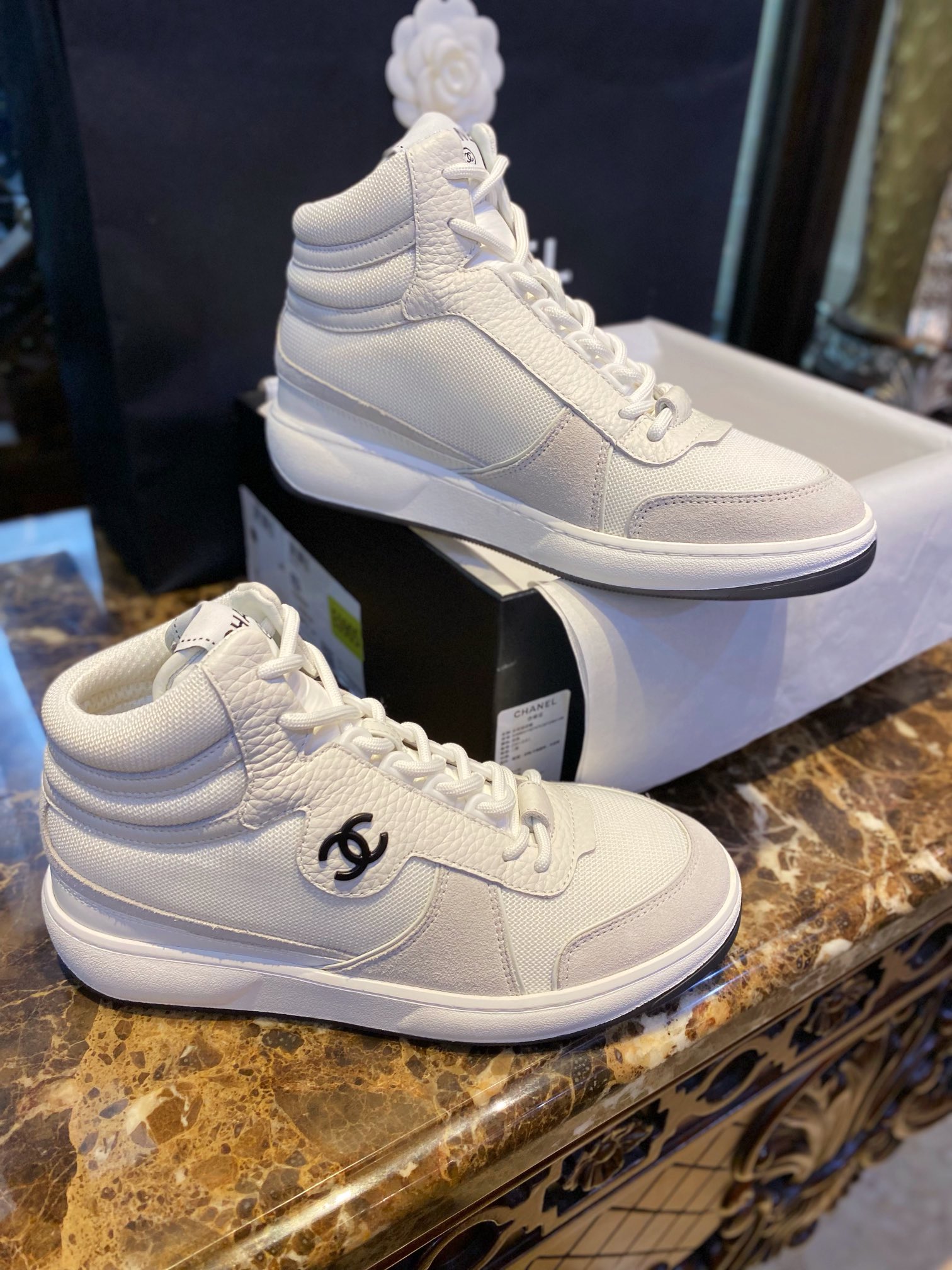 Chanel High-Top White Sneakers