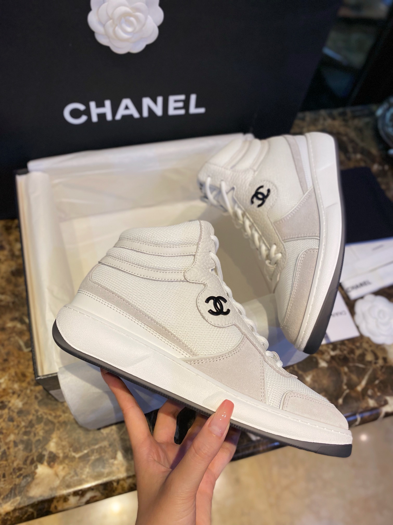 Chanel High-Top White Sneakers