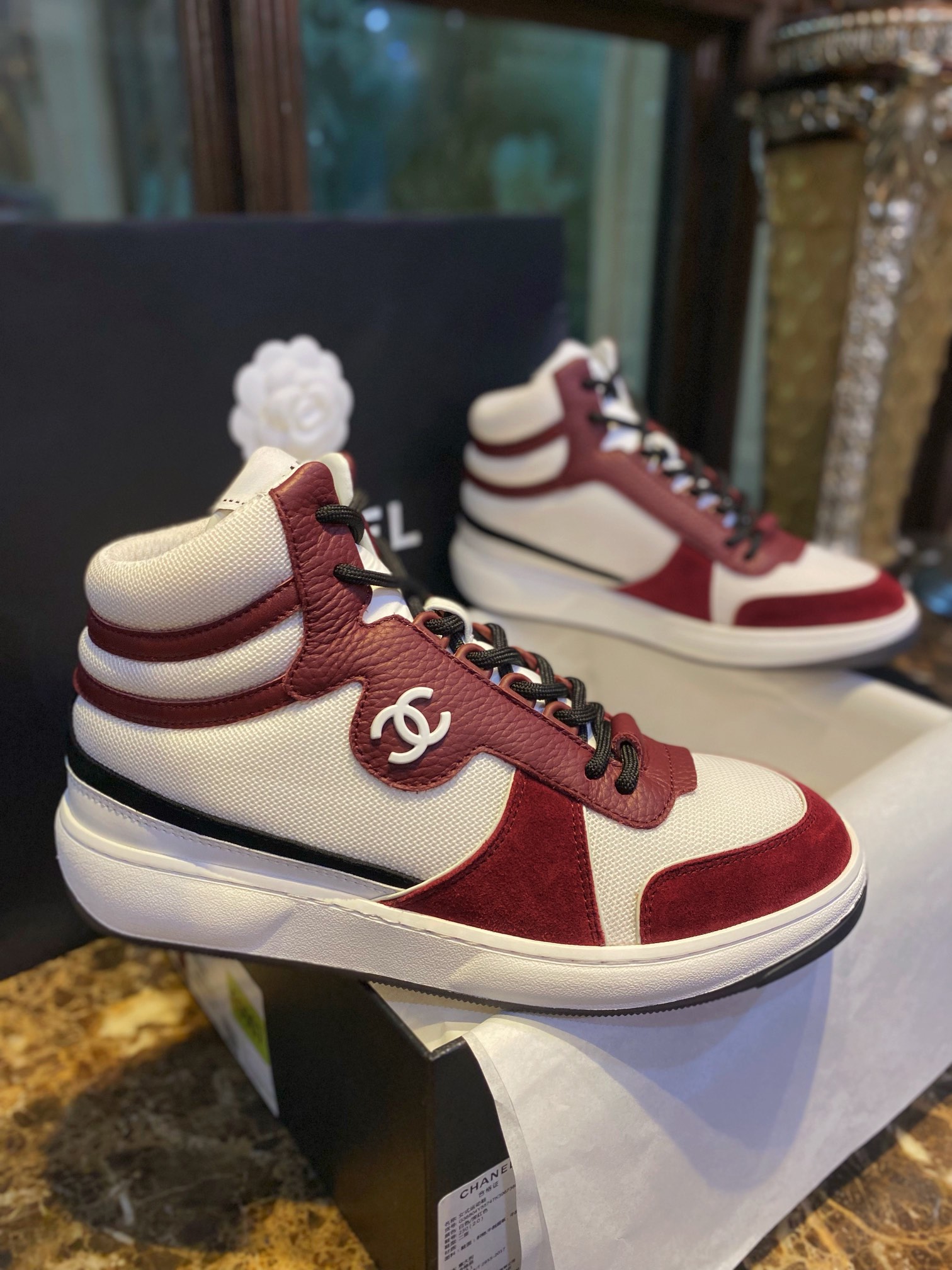 Chanel Red High-Top Sports Shoes