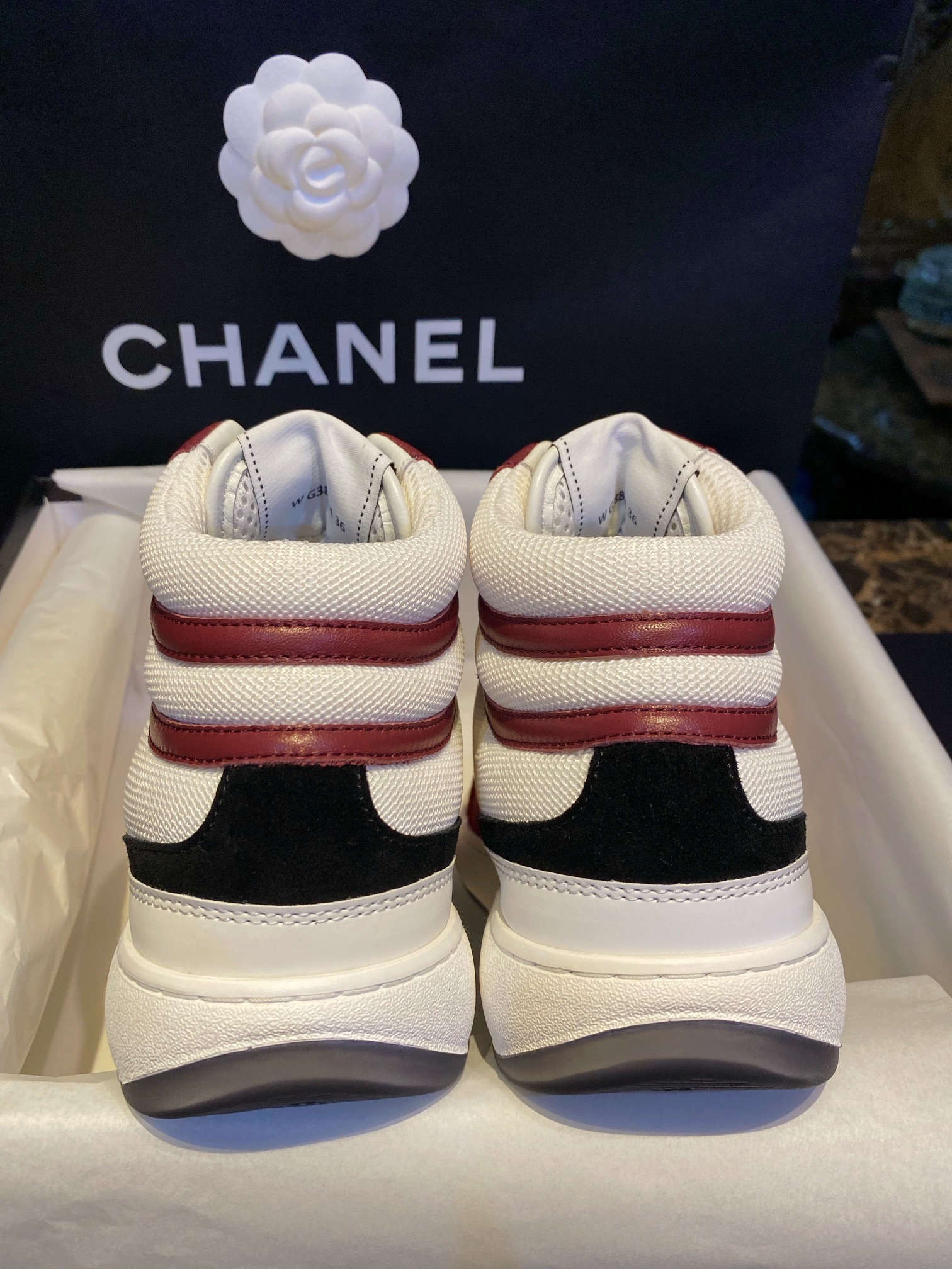 Chanel Red High-Top Sports Shoes