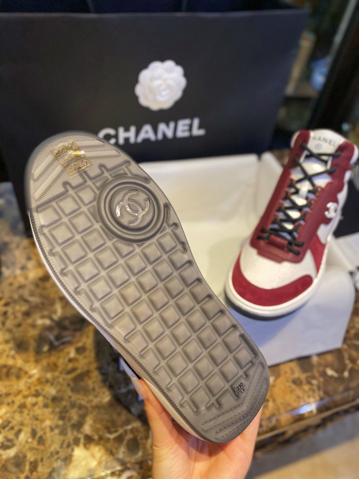 Chanel Red High-Top Sports Shoes