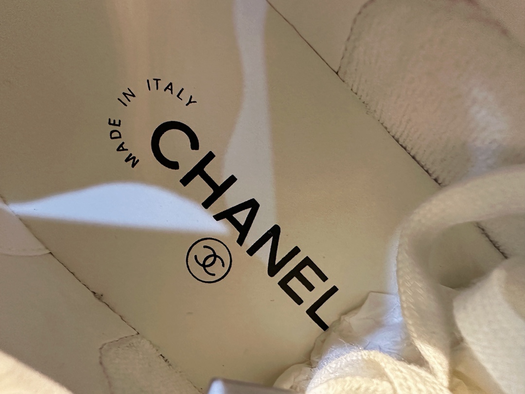 Chanel Minimalist Gold Foil White Shoes