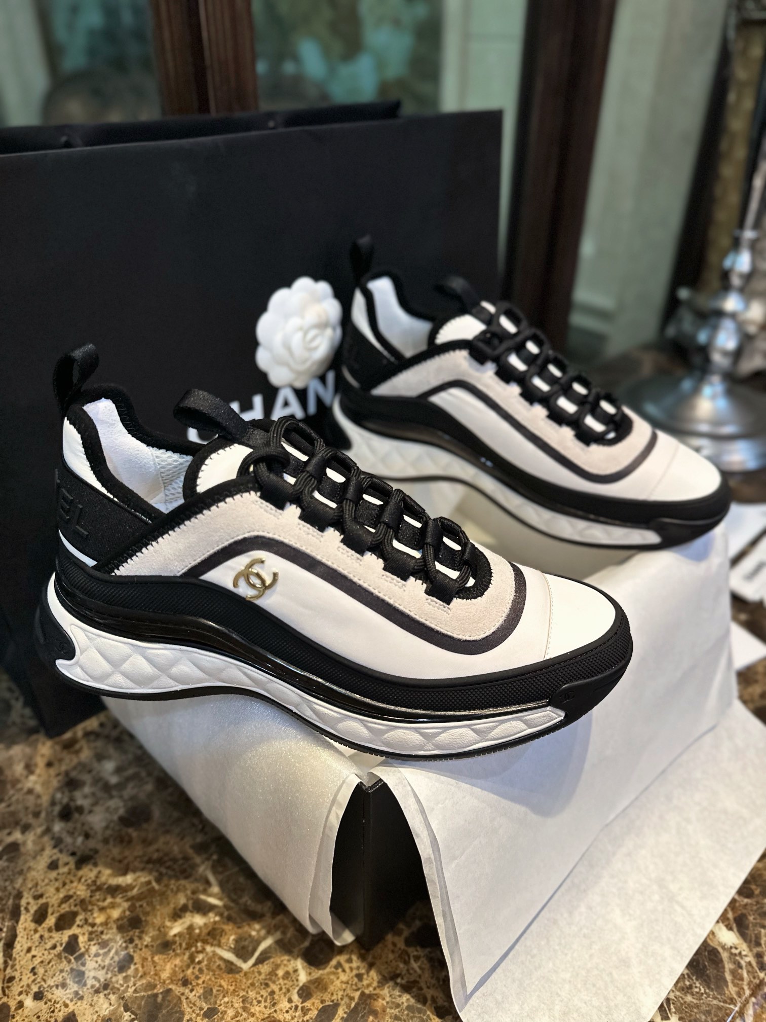 Chanel Black and White Panda Sneakers