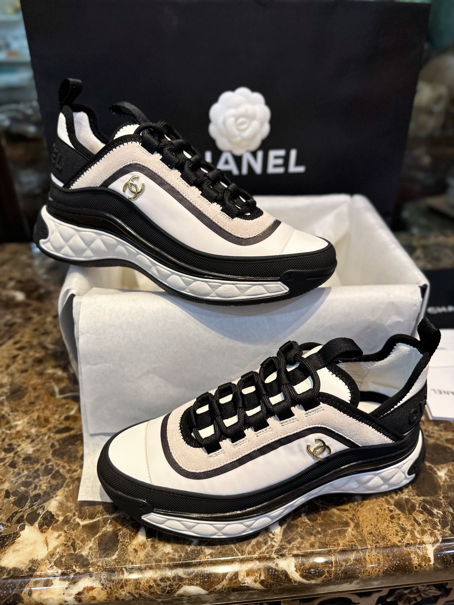 Chanel Black and White Panda Sneakers