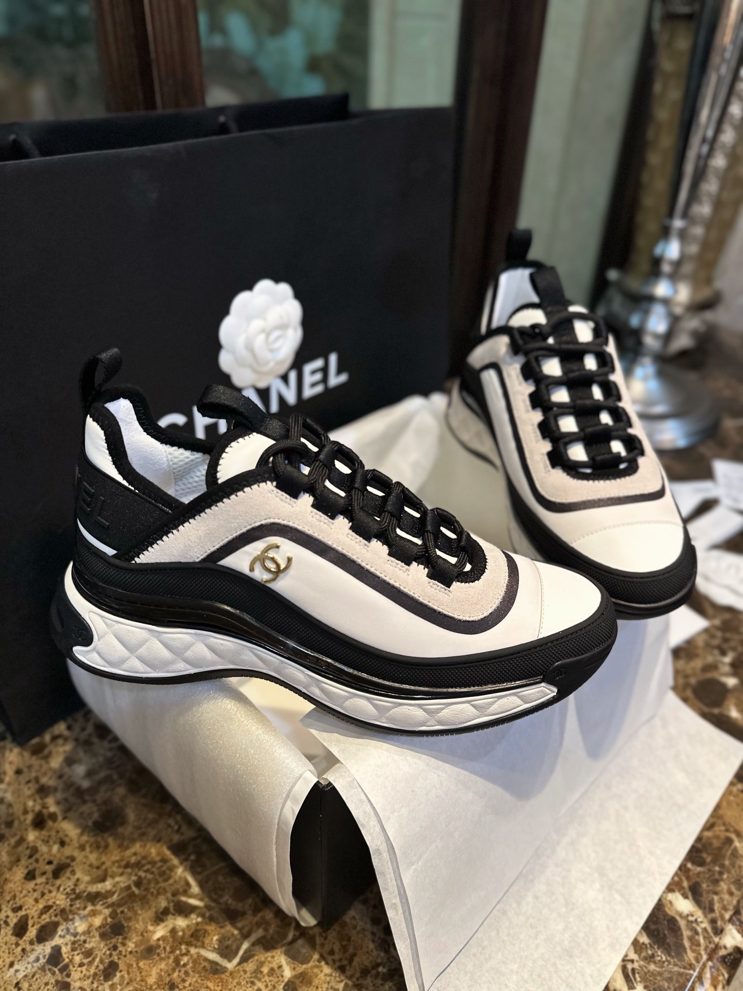 Chanel Black and White Panda Sneakers