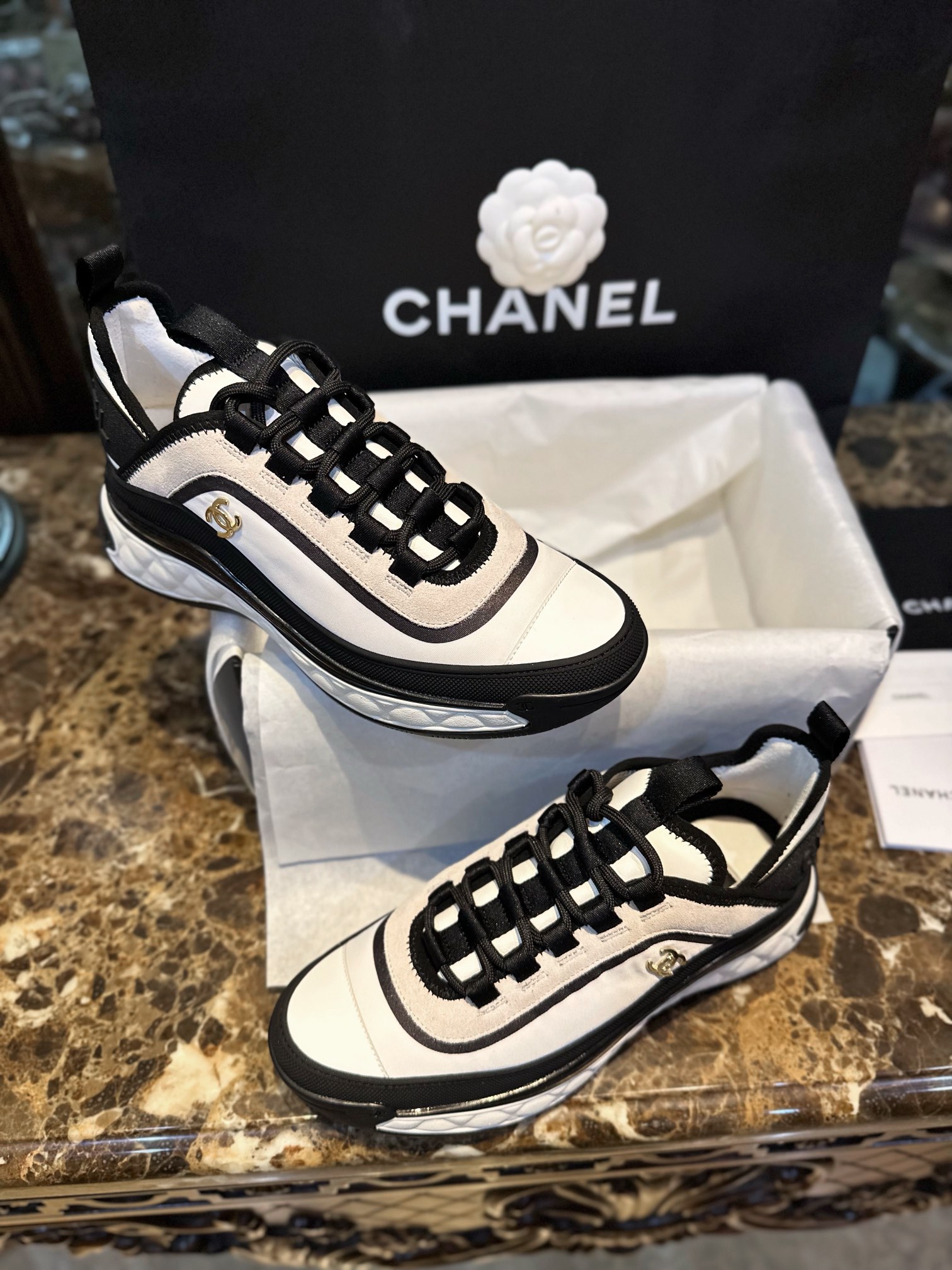 Chanel Black and White Panda Sneakers