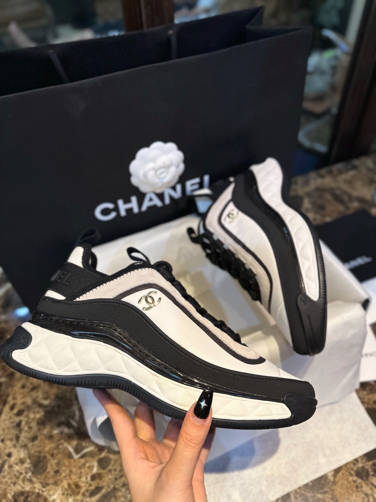 Chanel Black and White Panda Sneakers