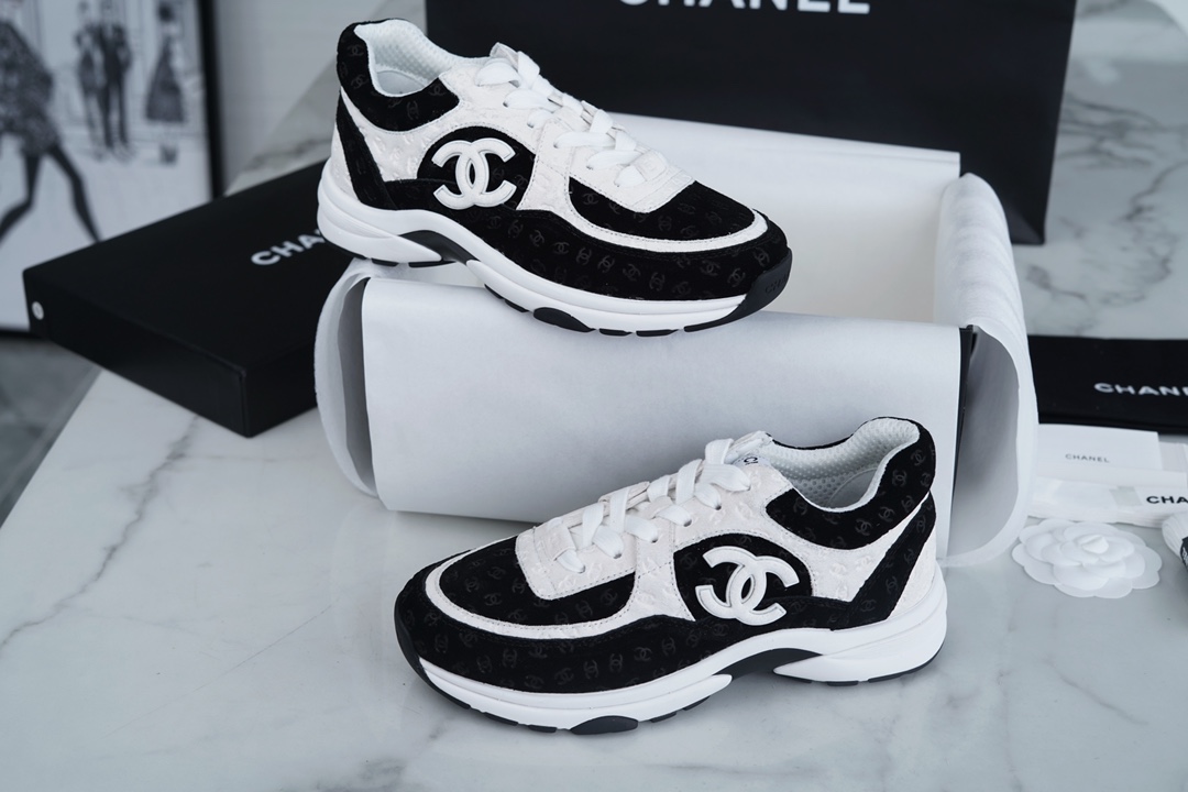 Chanel Dark Pattern Black and White Panda Sneakers