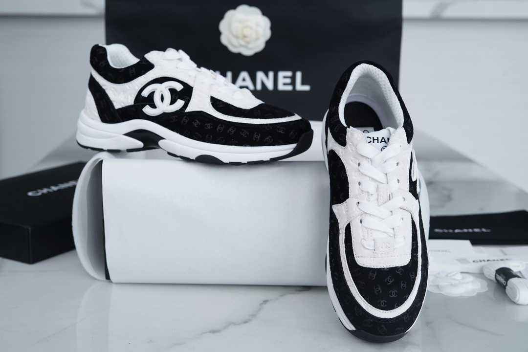 Chanel Dark Pattern Black and White Panda Sneakers