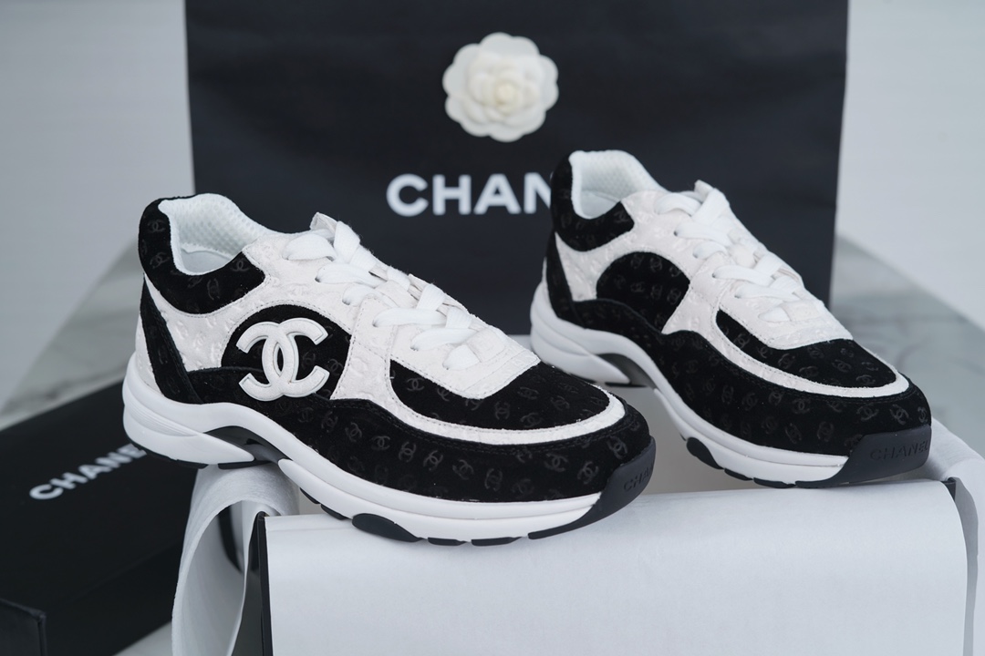 Chanel Dark Pattern Black and White Panda Sneakers