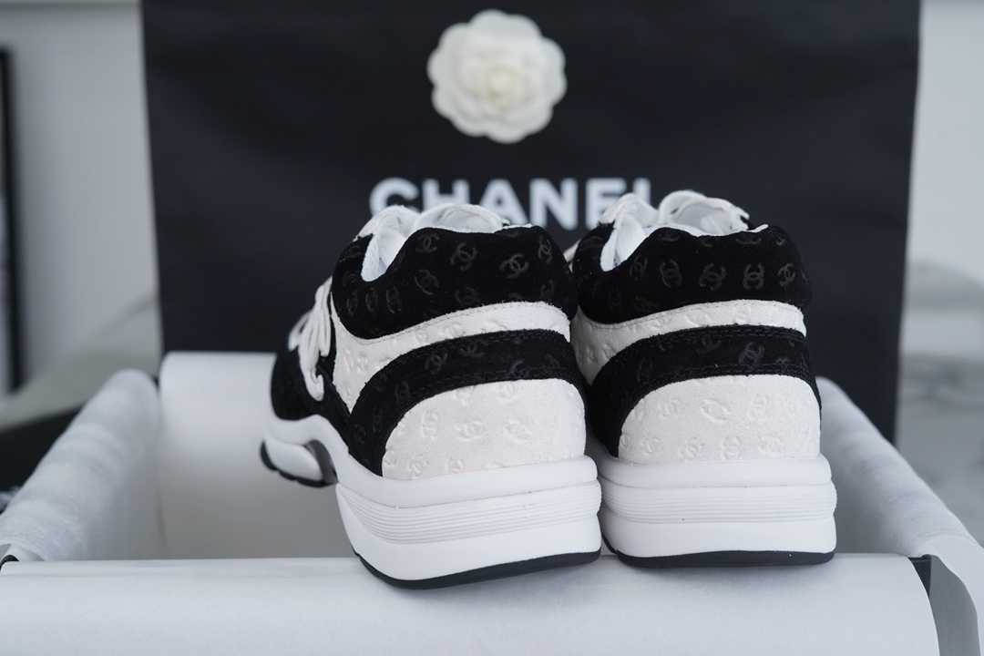 Chanel Dark Pattern Black and White Panda Sneakers