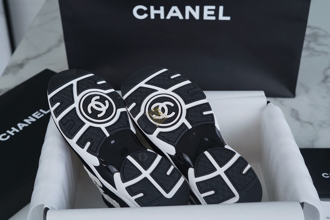 Chanel Dark Pattern Black and White Panda Sneakers