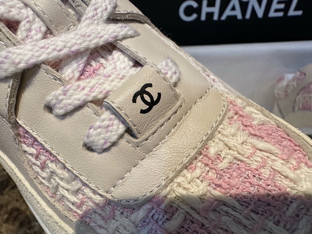 Chanel Tweed Pink Sports Shoes