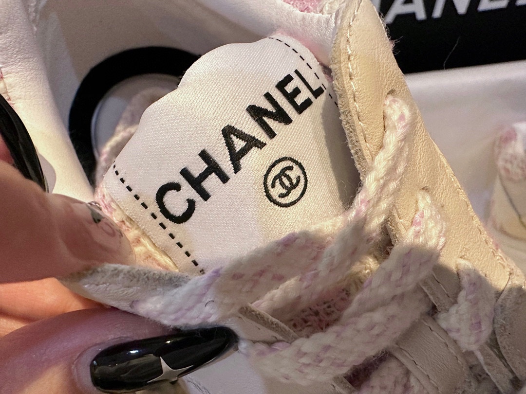 Chanel Tweed Pink Sports Shoes