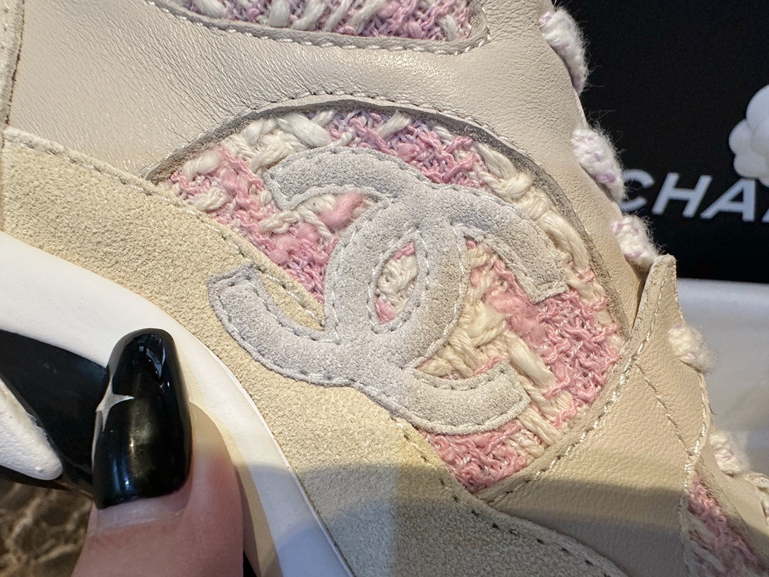 Chanel Tweed Pink Sports Shoes