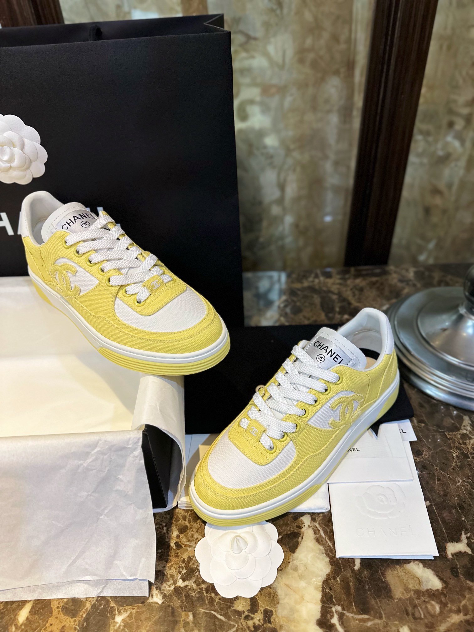 Chanel Little Yellow Chick Canvas Sneakers