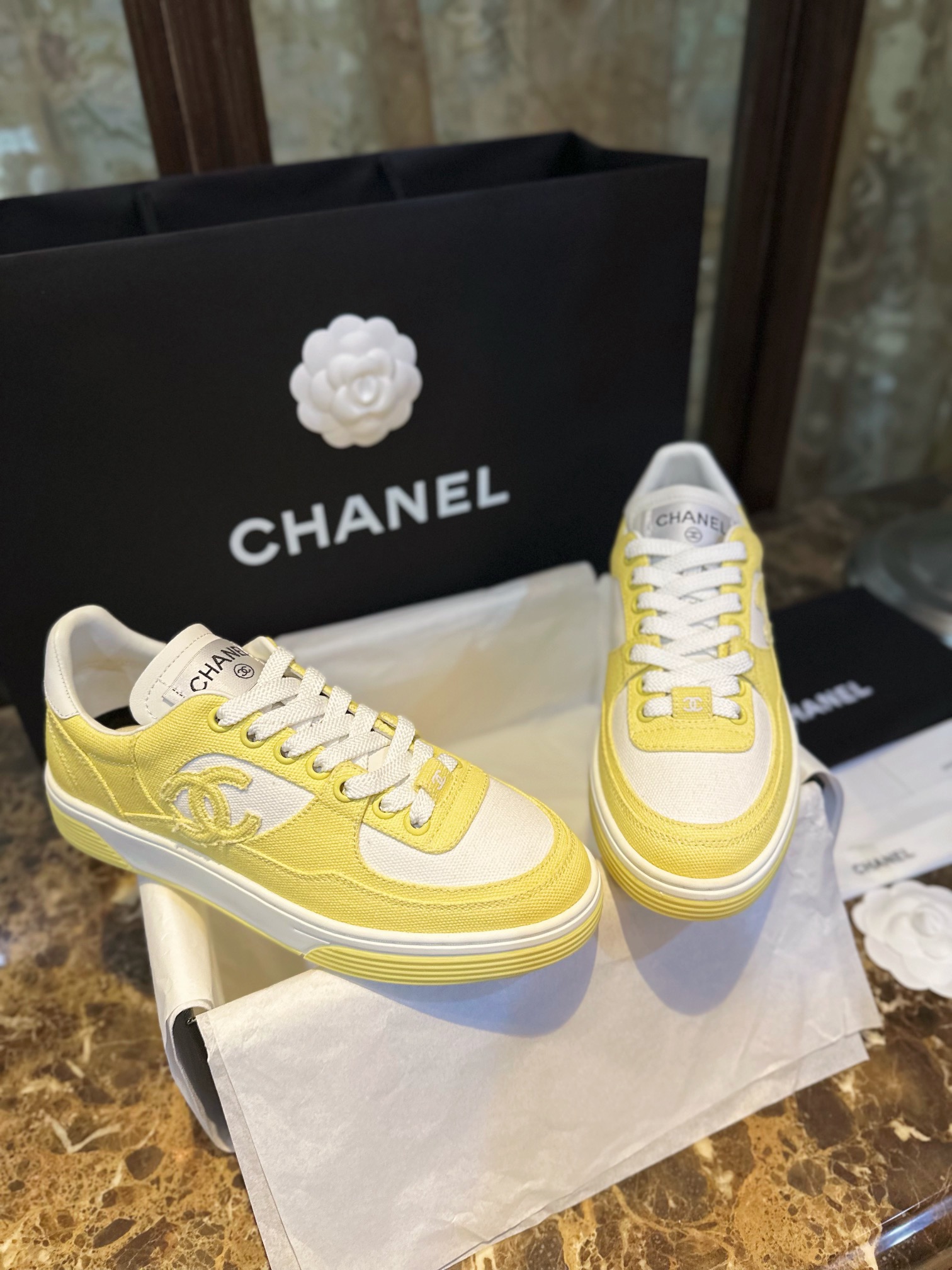 Chanel Little Yellow Chick Canvas Sneakers