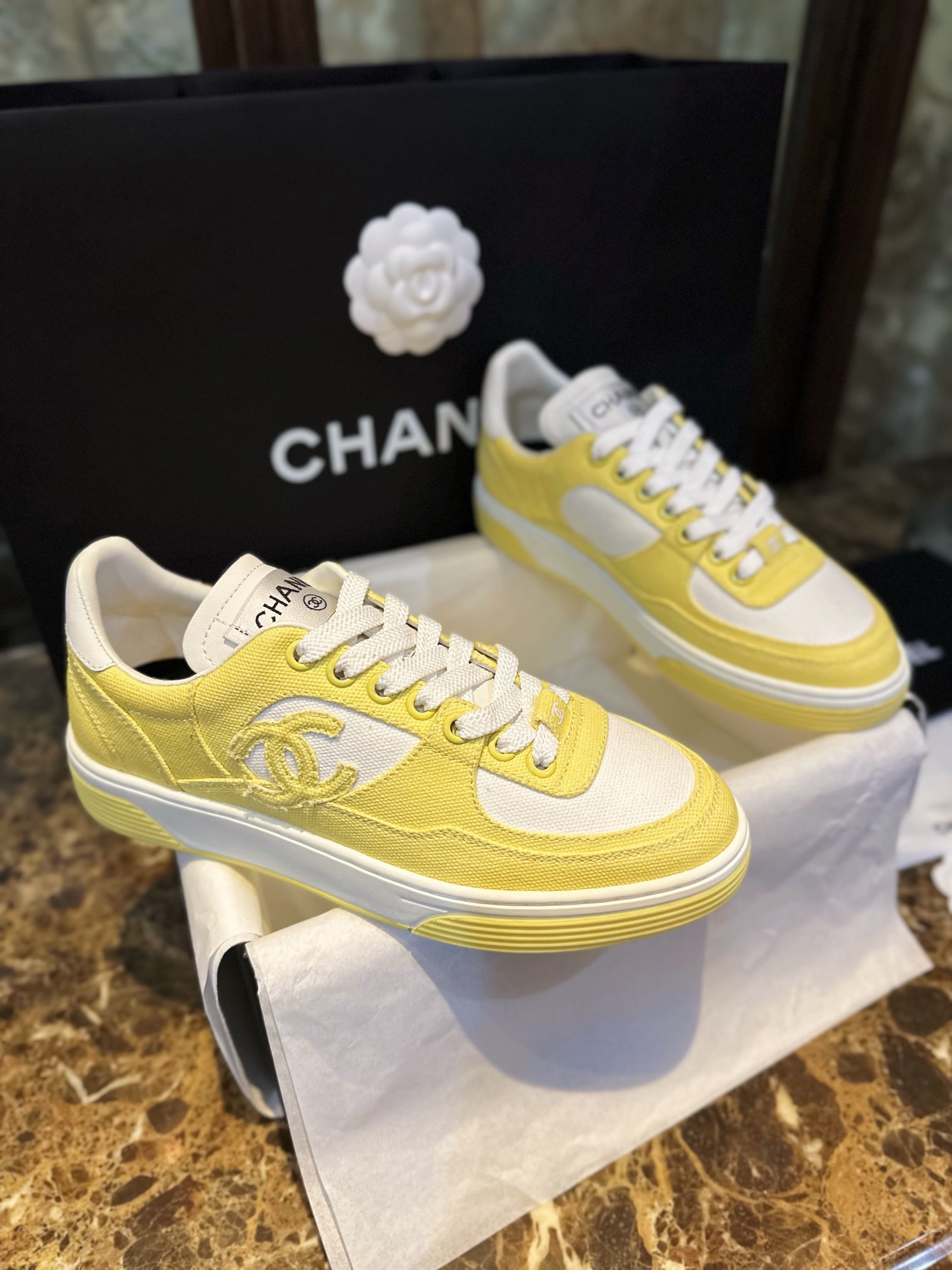 Chanel Little Yellow Chick Canvas Sneakers