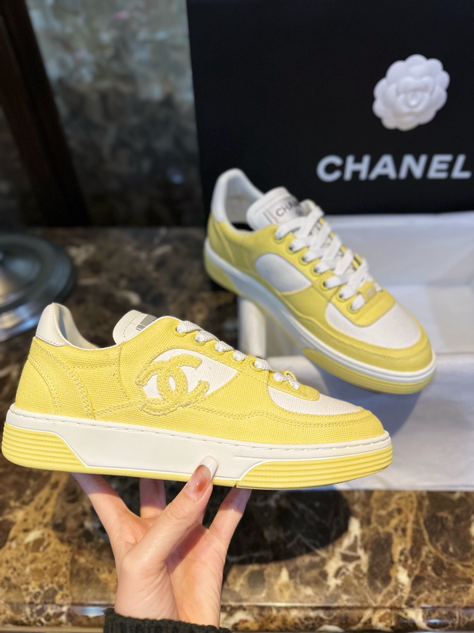 Chanel Little Yellow Chick Canvas Sneakers