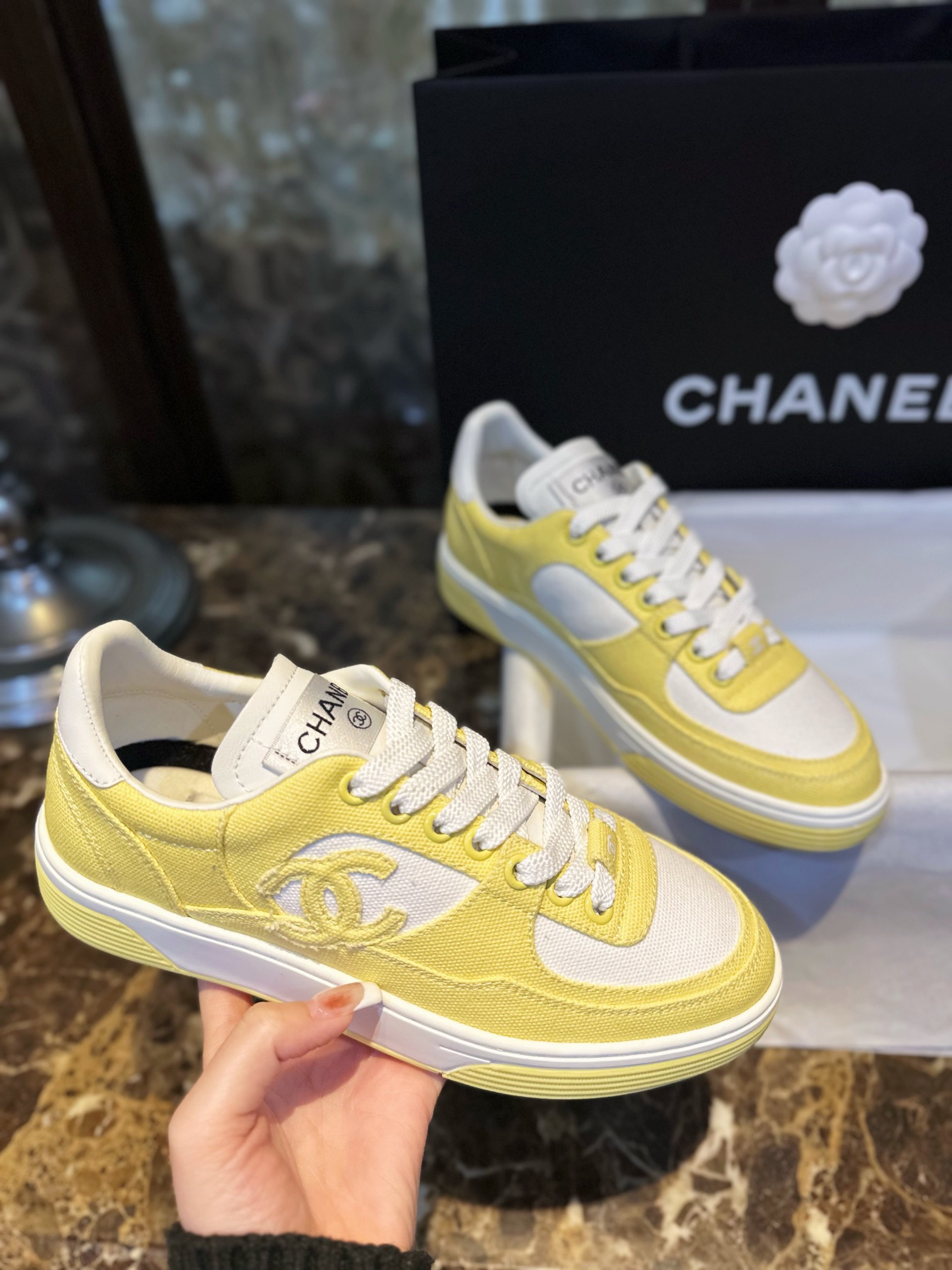 Chanel Little Yellow Chick Canvas Sneakers