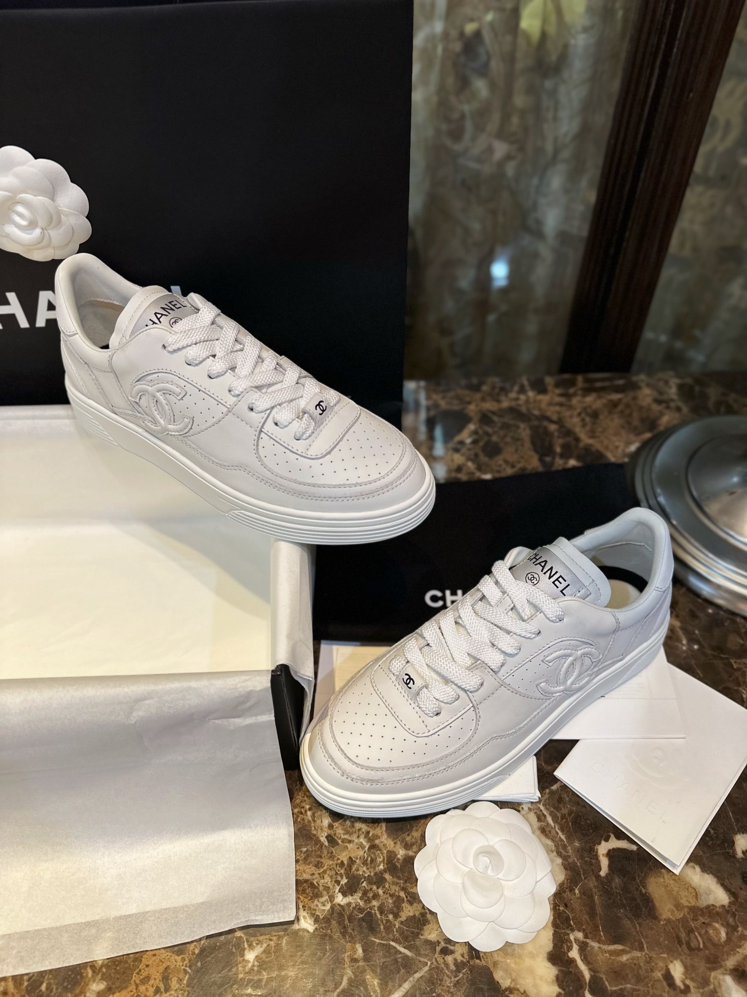 Chanel White Air Force 1 Sneakers