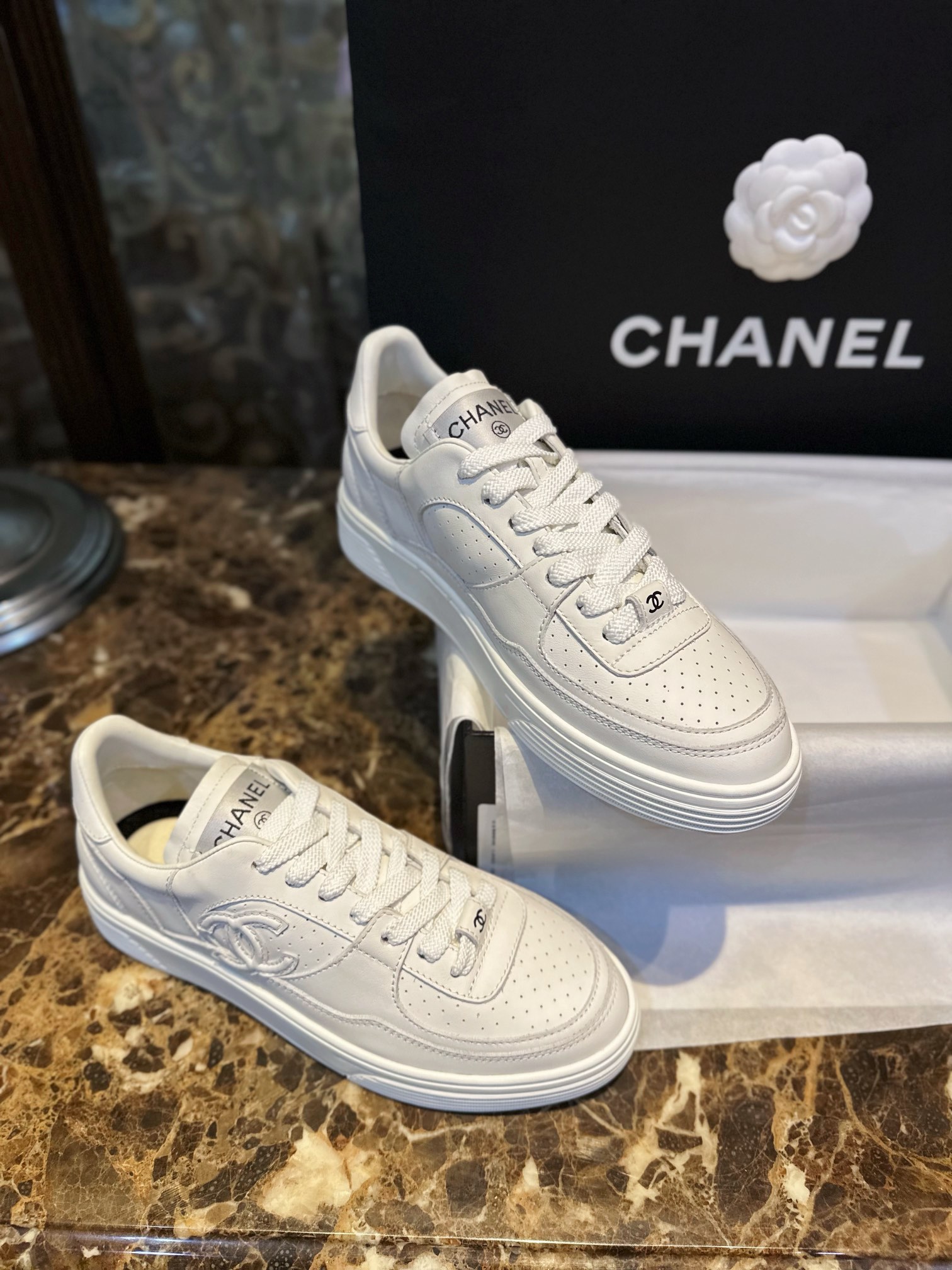 Chanel White Air Force 1 Sneakers