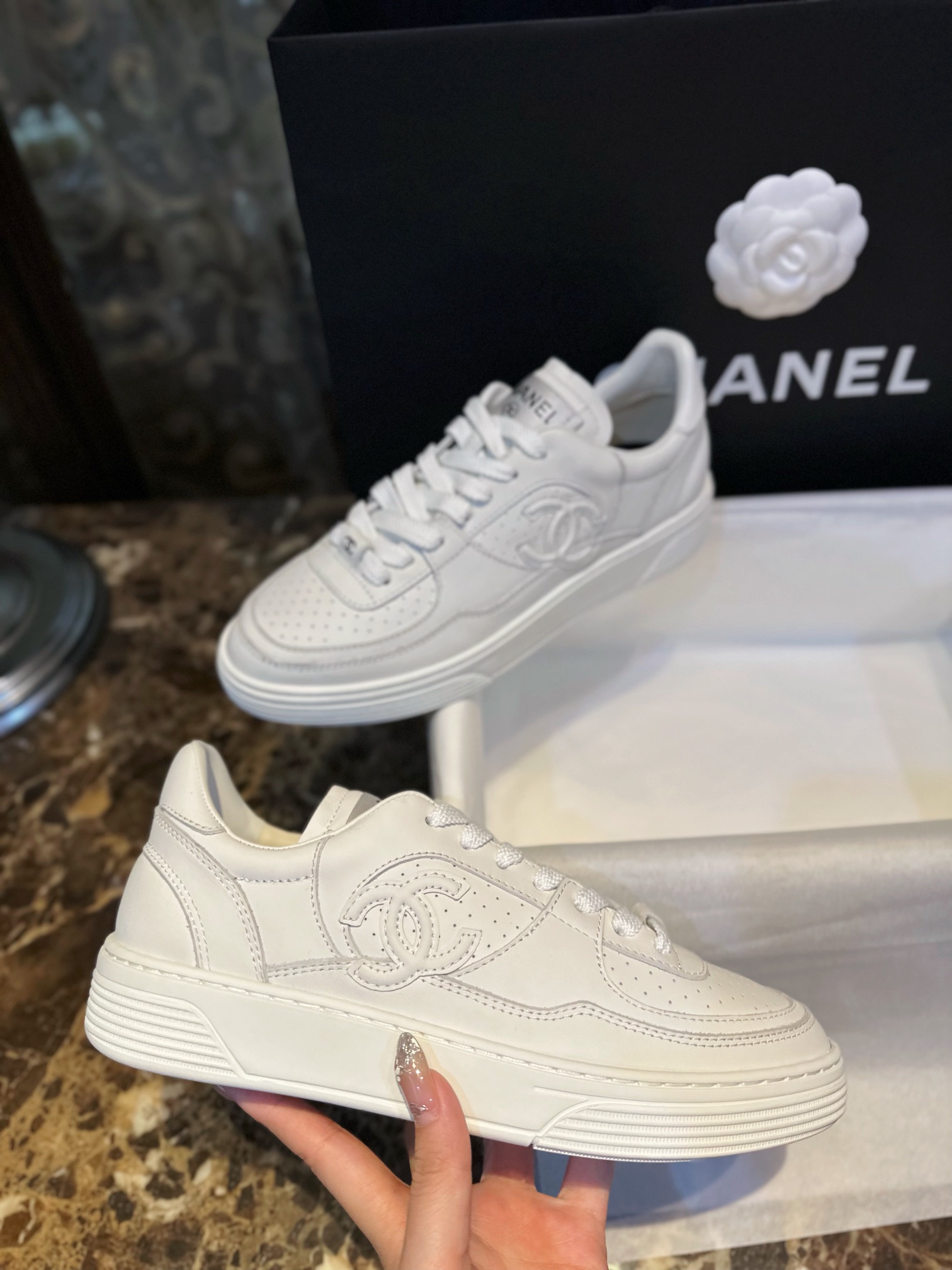 Chanel White Air Force 1 Sneakers