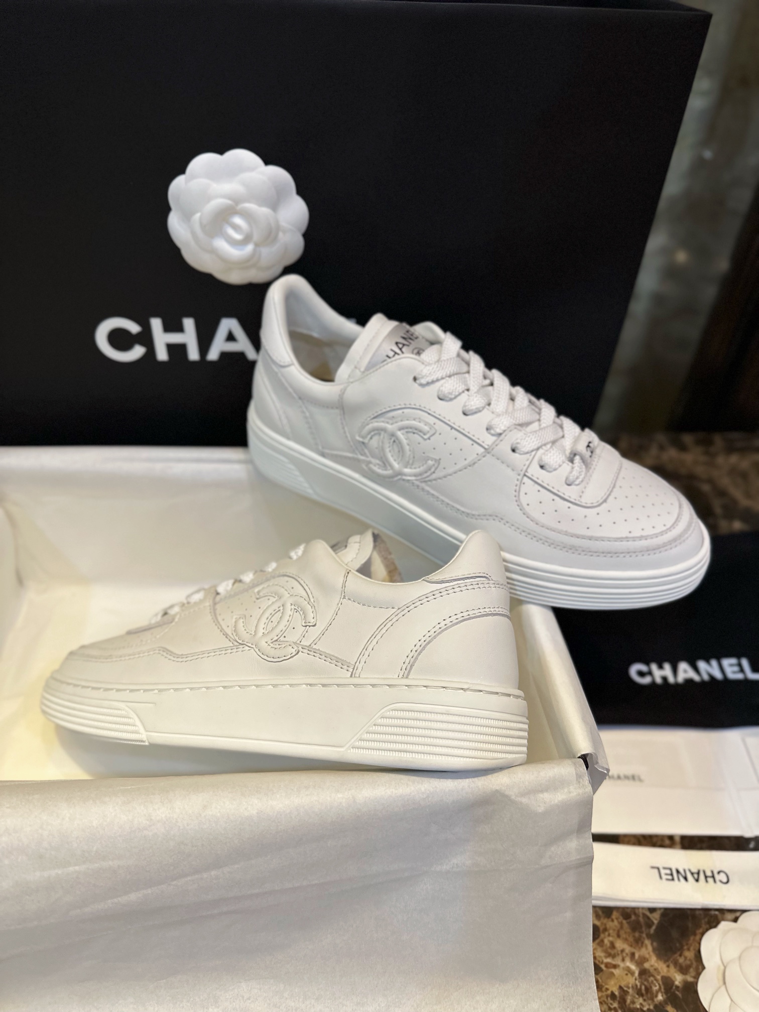 Chanel White Air Force 1 Sneakers