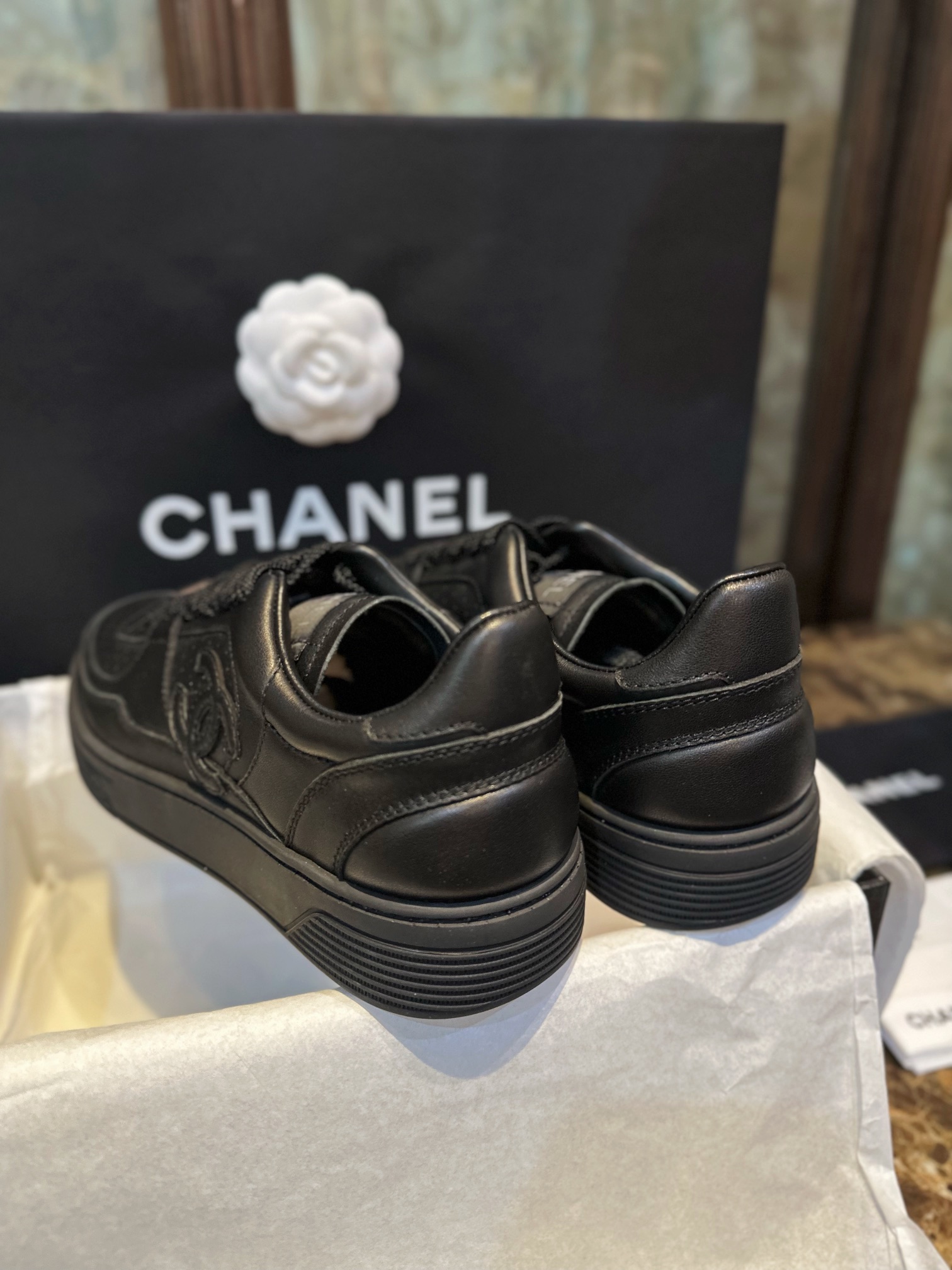 Chanel Black Air Force 1 Sneakers