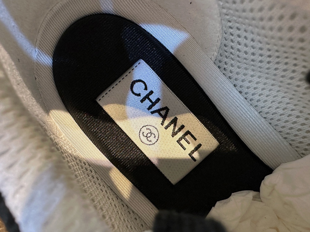 Chanel Black Embossed Pattern Sneakers