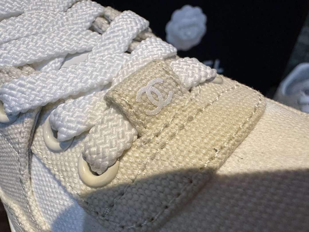 Chanel Beige Canvas Sneakers