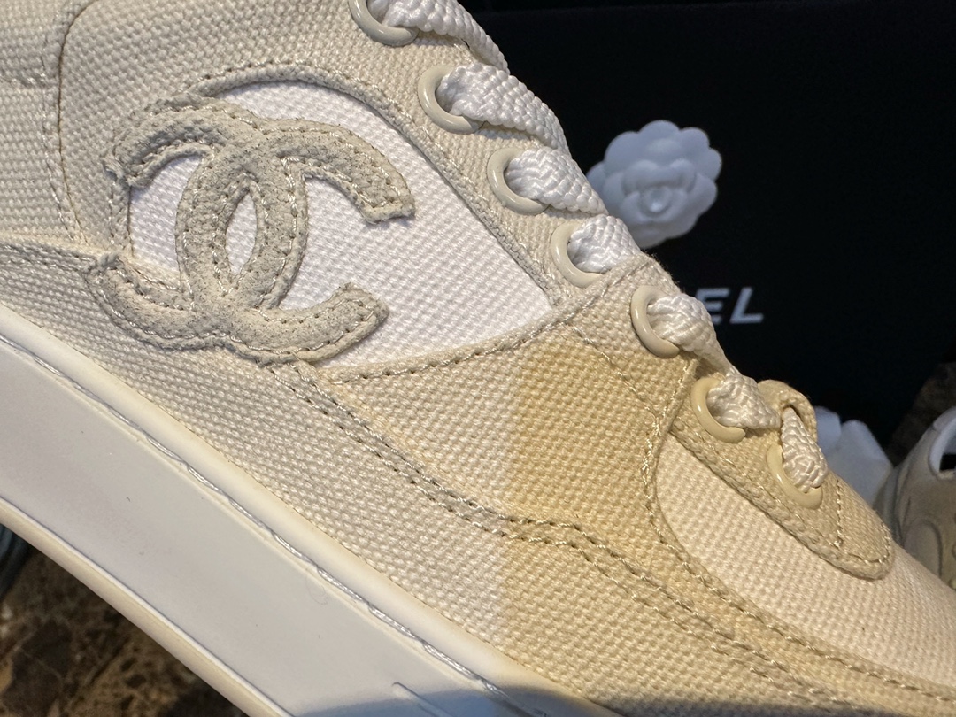 Chanel Beige Canvas Sneakers