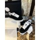 Chanel Black Suede Panda Skate Shoes: Pure Black Upper + Black TPU Chunky Sole Combo