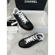 Chanel Black DeXun Sports Shoes: Black Imported Cowhide Patchwork with Suede + TPU Combination Outsole