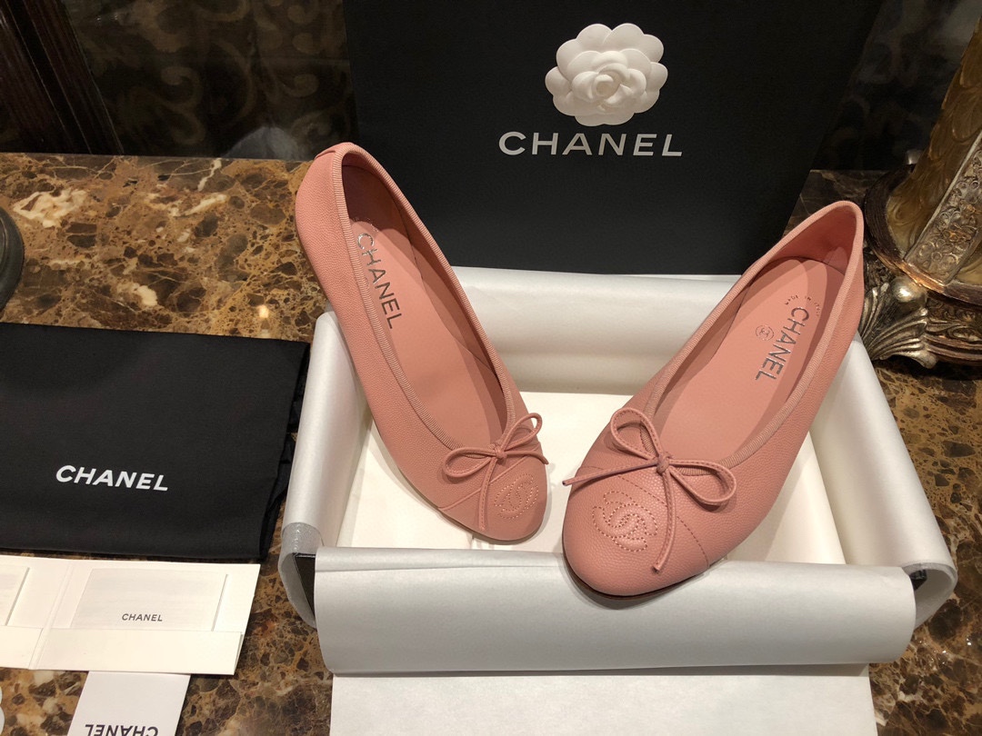 Chanel Pink Ballerina Shoes with Italian Customized Quilted Pattern + Italian Axe Block A+ Grade Genuine Leather Outsole