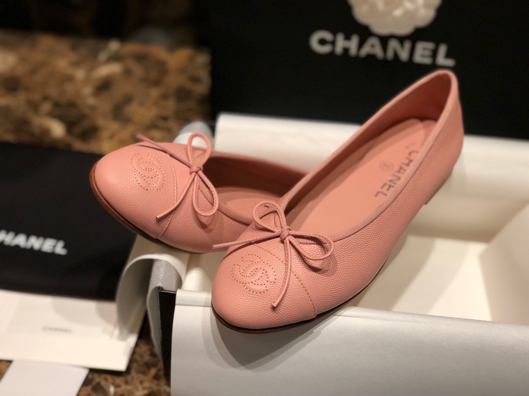 Chanel Pink Ballerina Shoes with Italian Customized Quilted Pattern + Italian Axe Block A+ Grade Genuine Leather Outsole