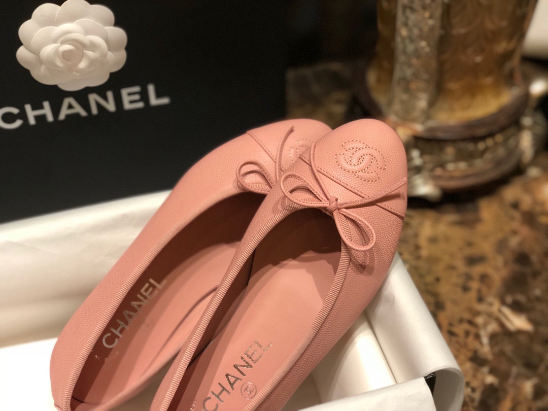 Chanel Pink Ballerina Shoes with Italian Customized Quilted Pattern + Italian Axe Block A+ Grade Genuine Leather Outsole