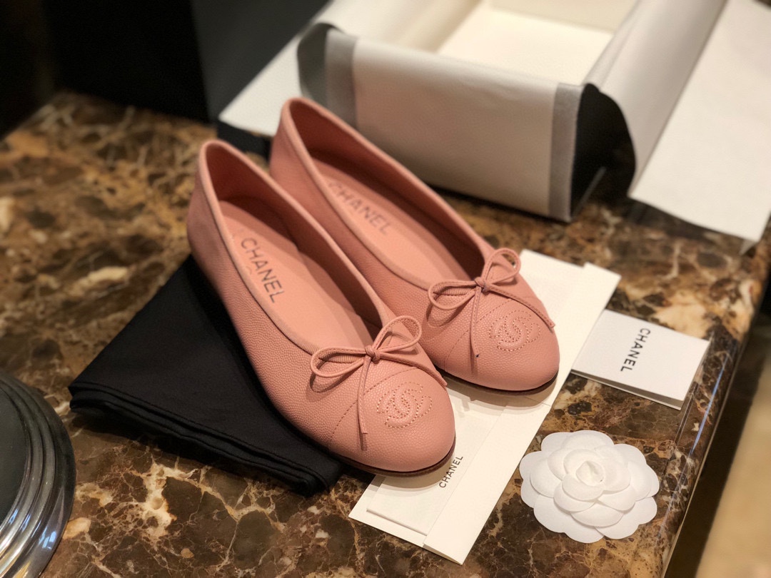 Chanel Pink Ballerina Shoes with Italian Customized Quilted Pattern + Italian Axe Block A+ Grade Genuine Leather Outsole