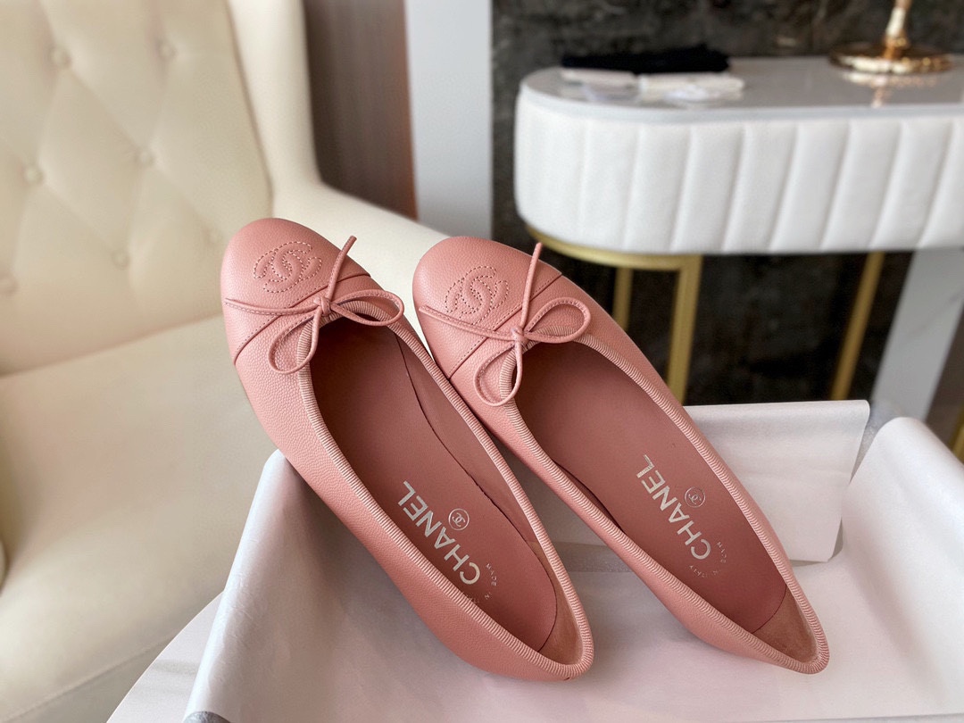 Chanel Pink Ballerina Shoes with Italian Customized Quilted Pattern + Italian Axe Block A+ Grade Genuine Leather Outsole