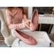 Chanel Pink Ballerina Shoes with Italian Customized Quilted Pattern + Italian Axe Block A+ Grade Genuine Leather Outsole