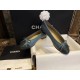 Chanel Haze Blue with Forest Green Patchwork Sheepskin Ballet Flats