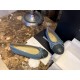 Chanel Haze Blue with Forest Green Patchwork Sheepskin Ballet Flats